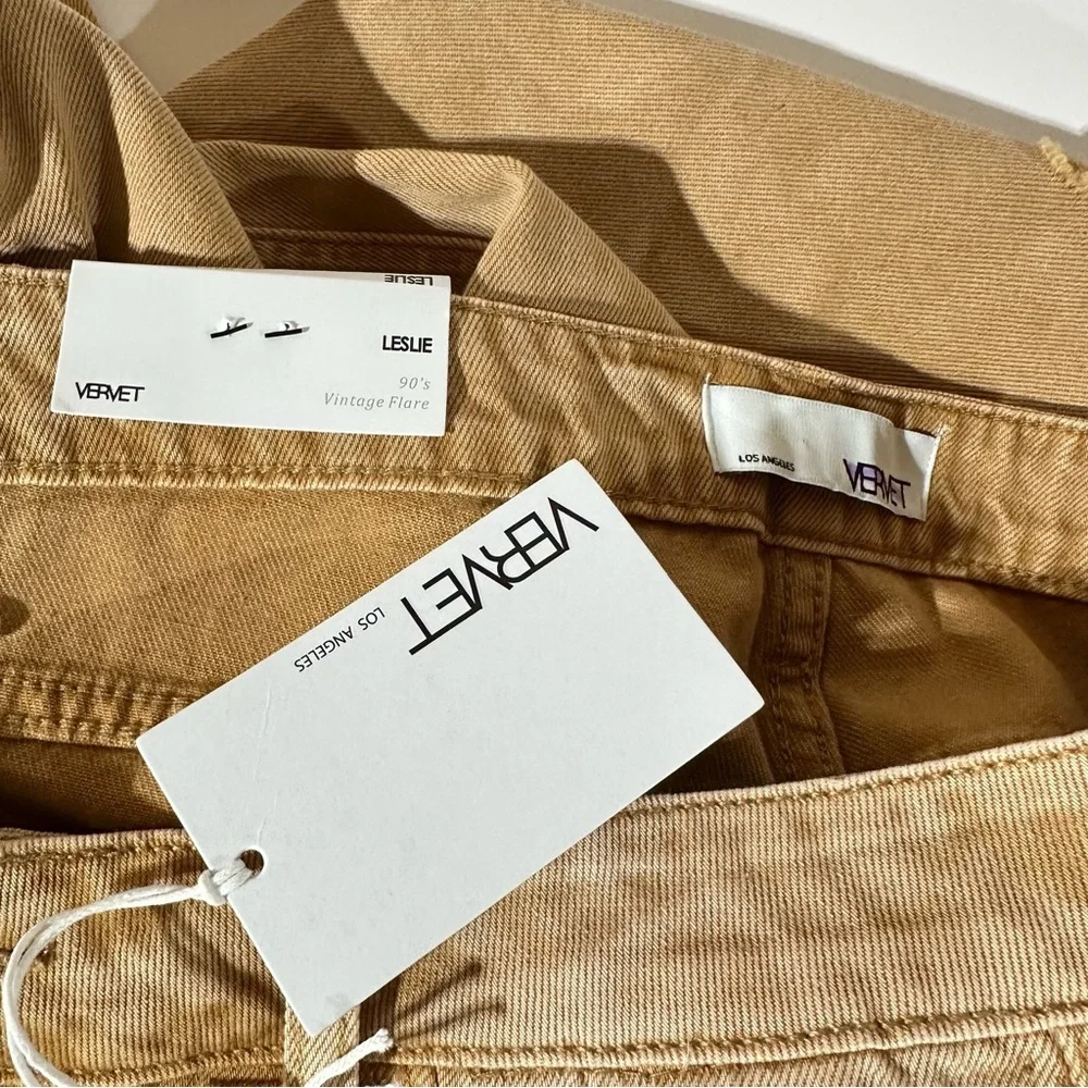 Vervet Leslie High Rise 90's Vintage Crop Flare Jeans Tan Brown Size 28 NEW